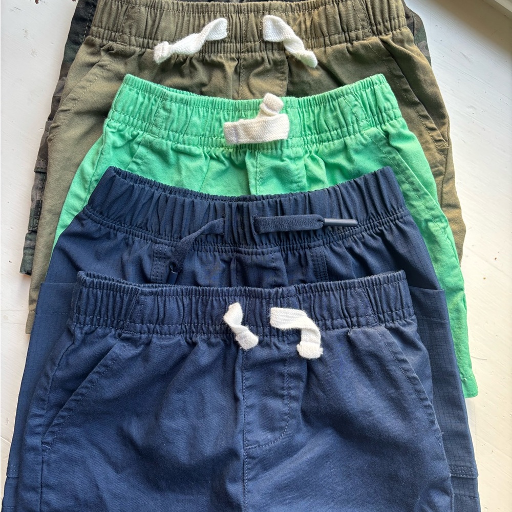 Kids Elastic Waist Pull-On Shorts - Navy, Blue, Green, Olive